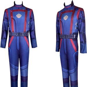 Diona Kids Childs Star Lord  Superhero Cosplay Jumpsuit Halloween Costume (140)